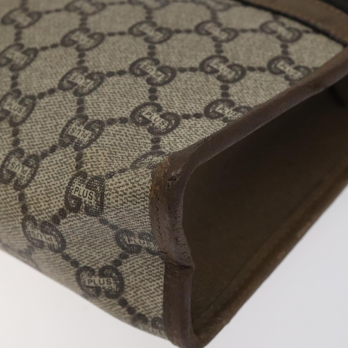 GUCCI GG Plus Supreme Clutch Bag PVC Leather Beige Auth bs25739