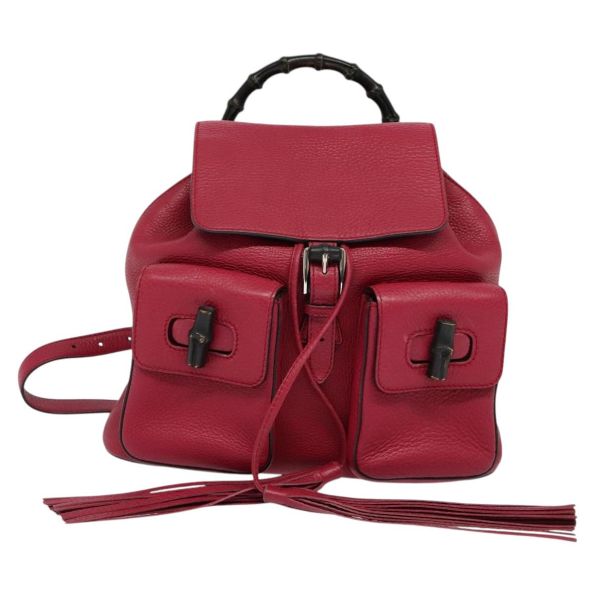 GUCCI Bamboo Backpack Leather Outlet Pink 370833 Auth bs25742