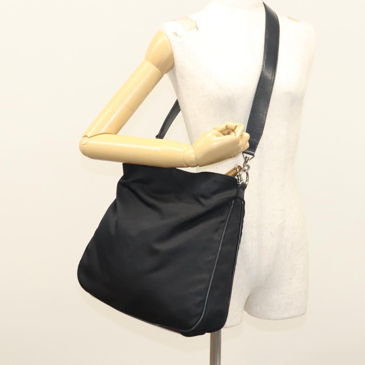 GUCCI Bamboo Hand Bag Canvas 2way Navy Silver 001 1577 Auth bs25743