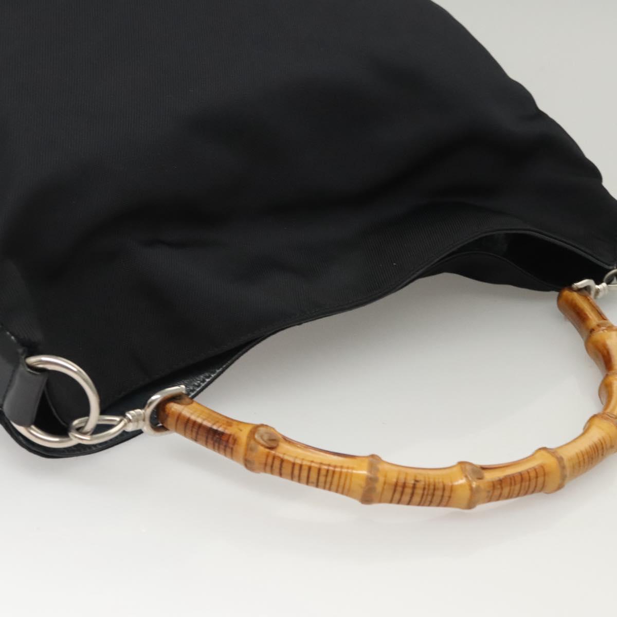 GUCCI Bamboo Hand Bag Canvas 2way Navy Silver 001 1577 Auth bs25743