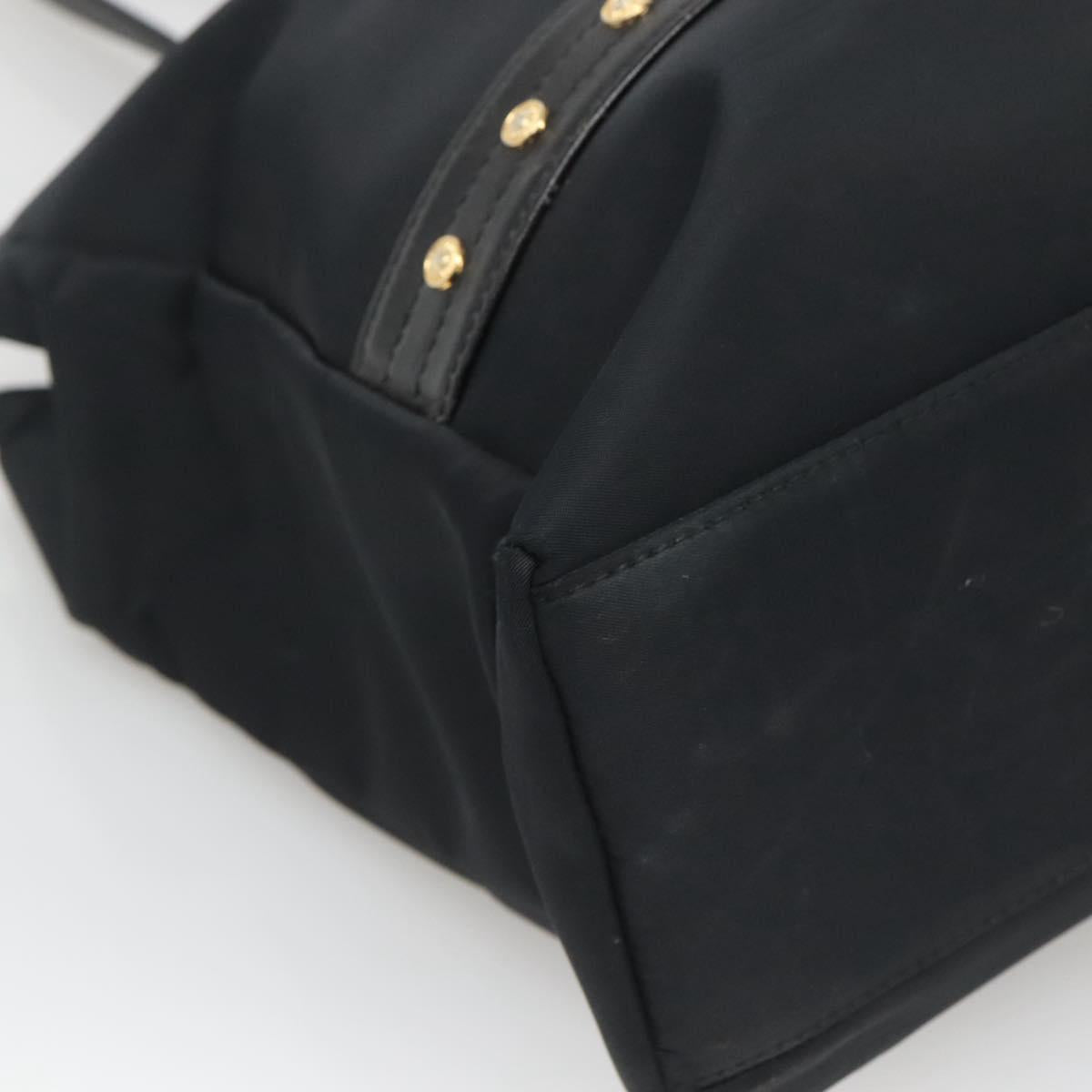 Gianni Versace Tote Bag Nylon Black Gold Auth bs25747