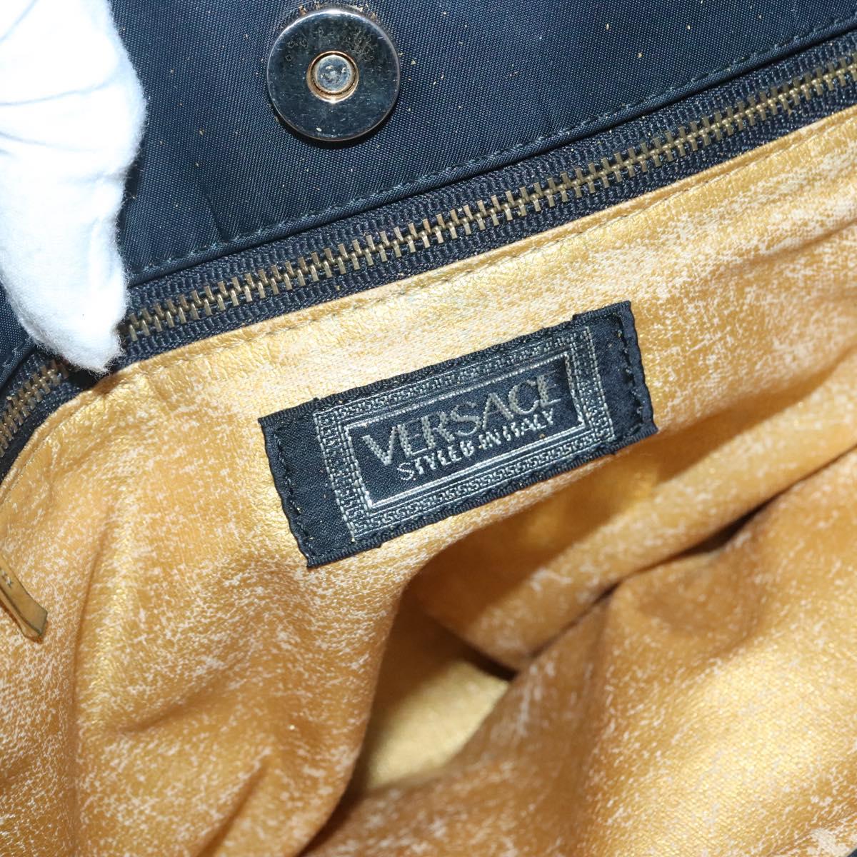 Gianni Versace Tote Bag Nylon Black Gold Auth bs25747