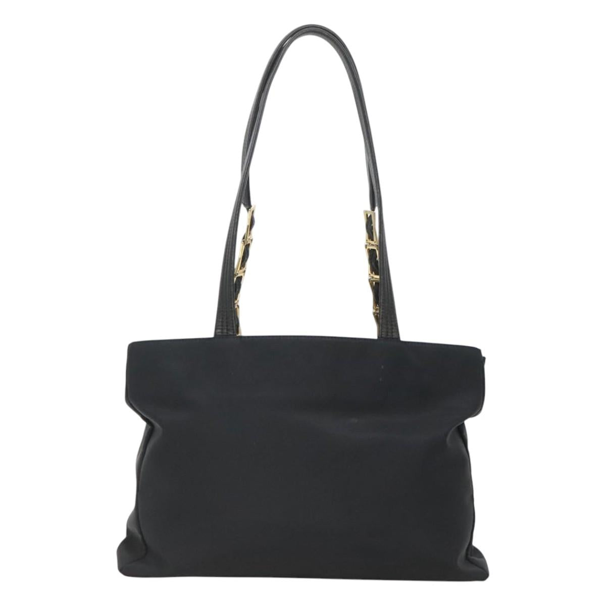 Gianni Versace Tote Bag Nylon Black Gold Auth bs25747
