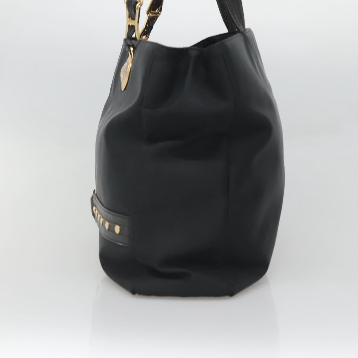 Gianni Versace Tote Bag Nylon Black Gold Auth bs25747