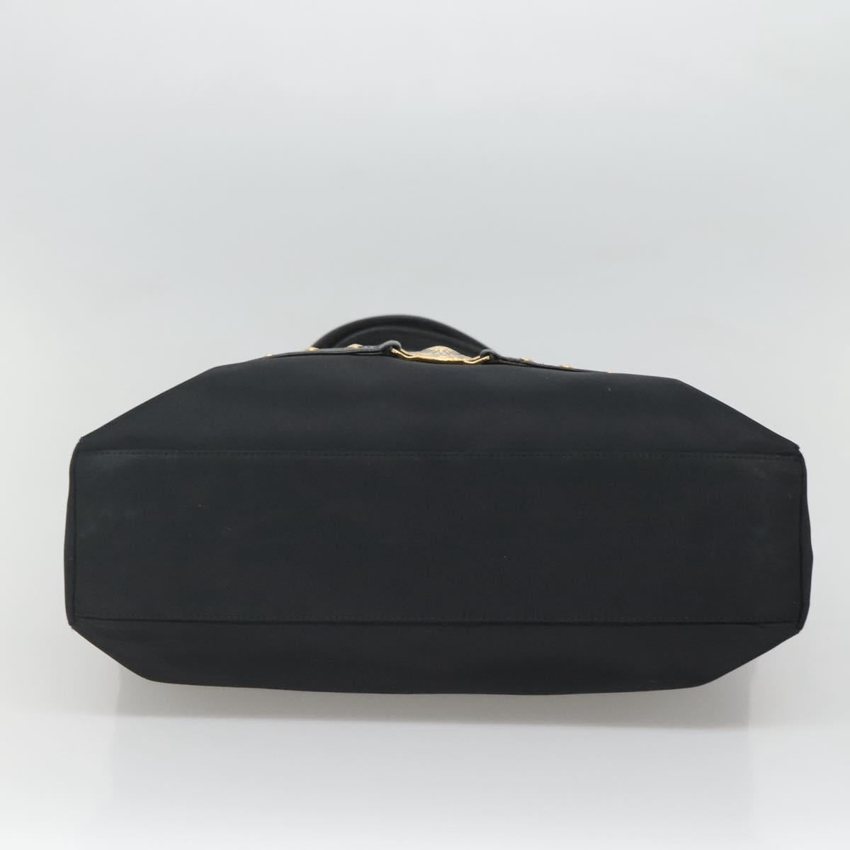 Gianni Versace Tote Bag Nylon Black Gold Auth bs25747
