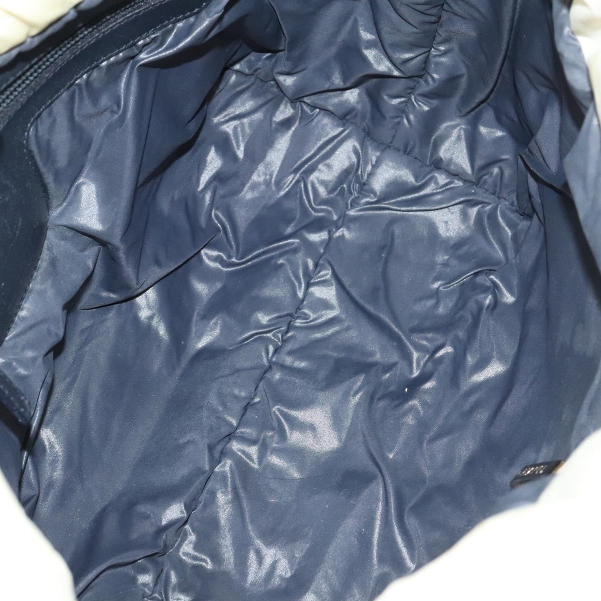 CHANEL Coco Cocoon Hand Bag Nylon White Silver CC Auth bs25763