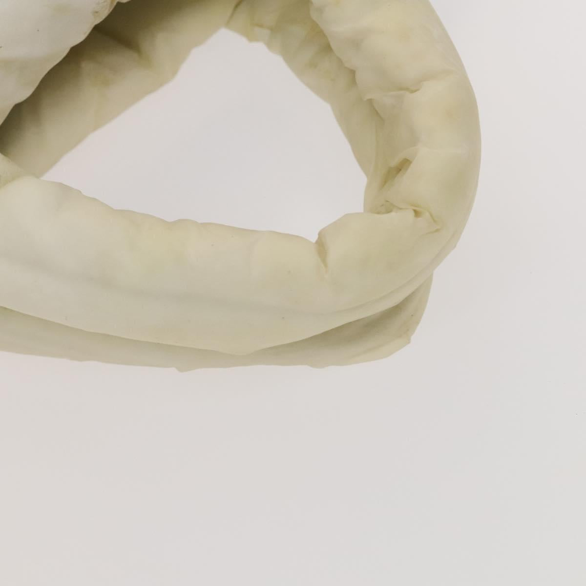 CHANEL Coco Cocoon Hand Bag Nylon White Silver CC Auth bs25763