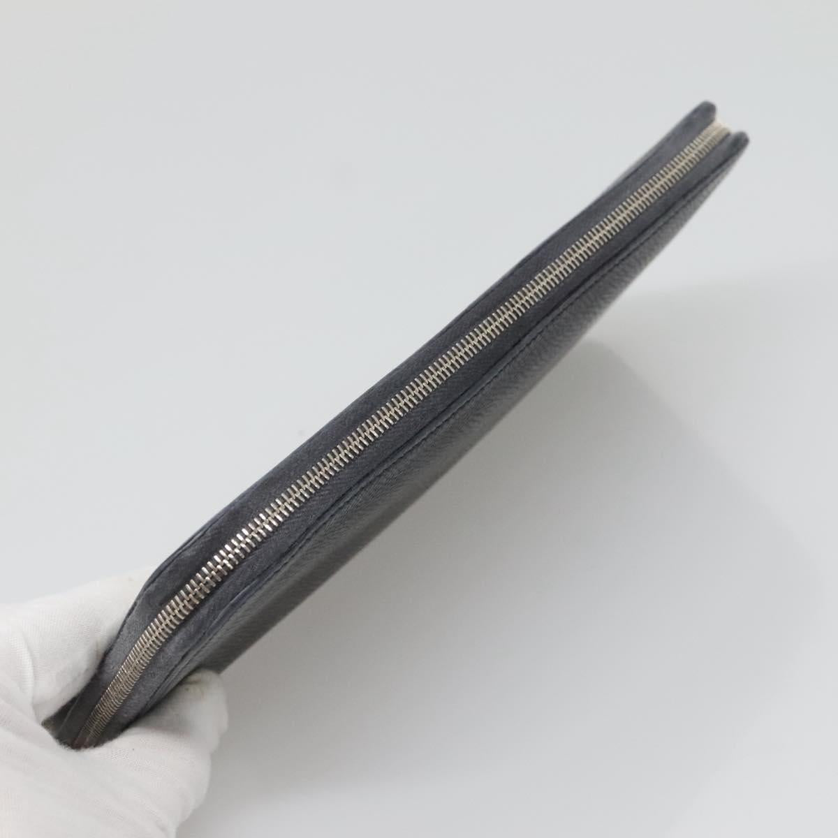 HERMES Long Wallet Leather Navy Auth bs25774