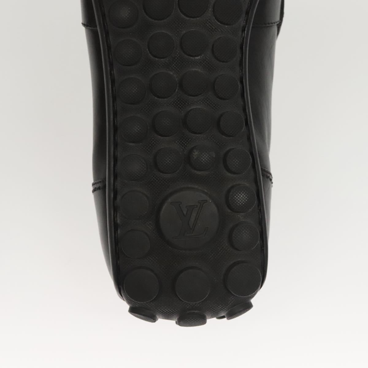 LOUIS VUITTON Driving Shoes Leather Black LV Auth bs25780