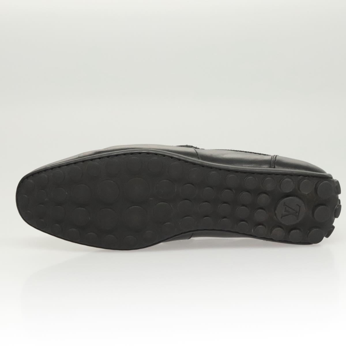 LOUIS VUITTON Driving Shoes Leather Black LV Auth bs25780