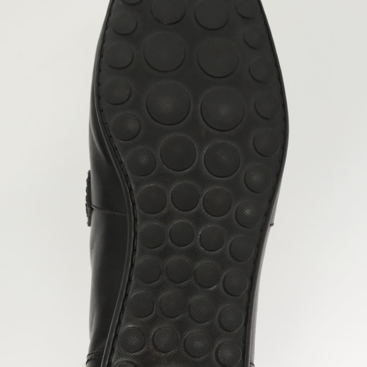 LOUIS VUITTON Driving Shoes Leather Black LV Auth bs25780