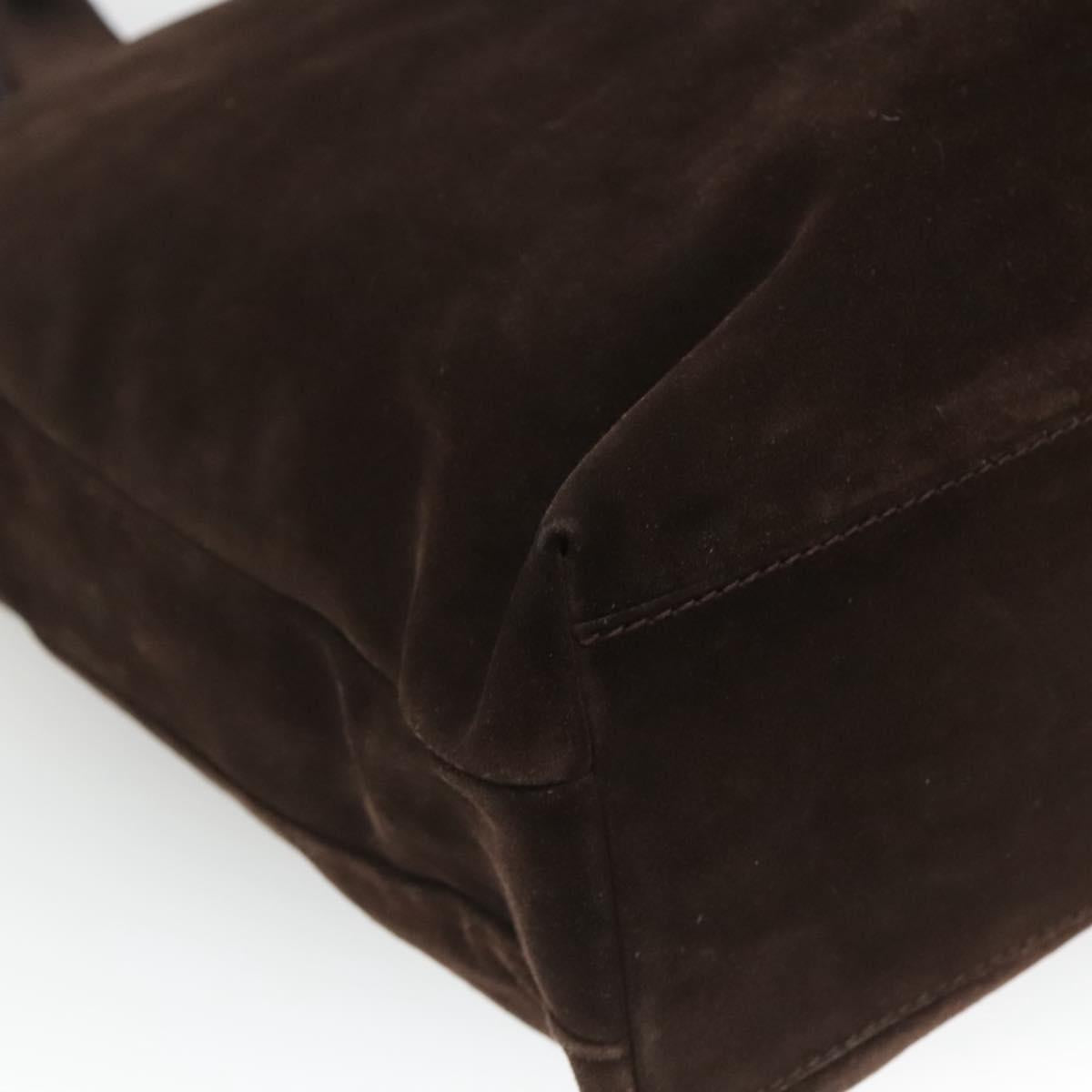 Salvatore Ferragamo Tote Bag Suede Brown Silver Auth bs25783