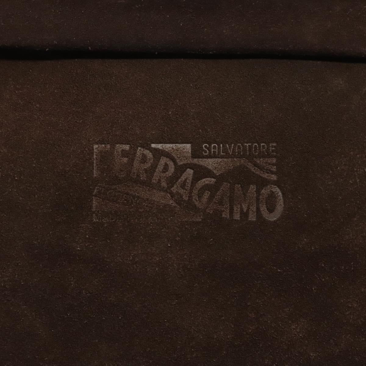 Salvatore Ferragamo Tote Bag Suede Brown Silver Auth bs25783