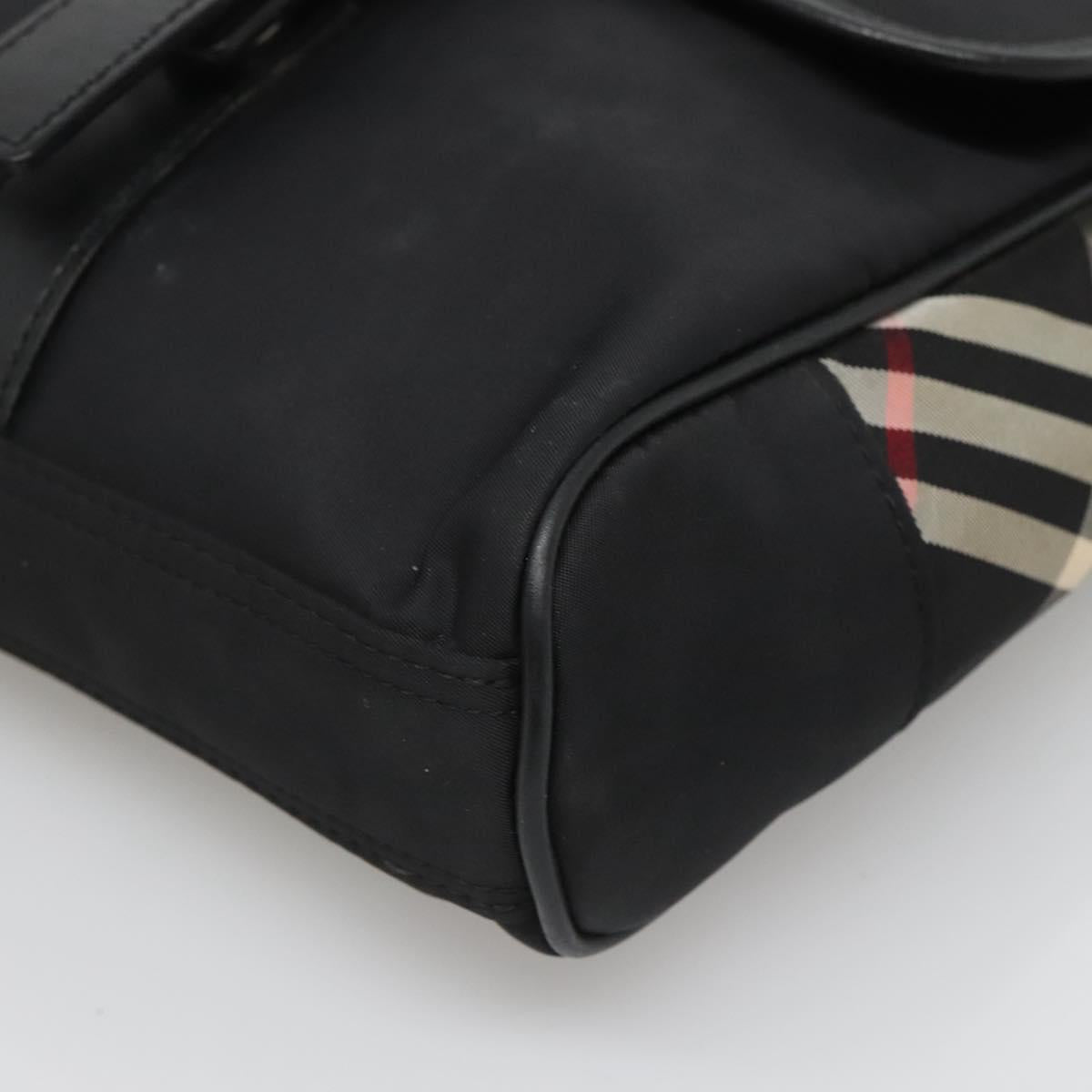 BURBERRY Shoulder Bag Nylon Black Silver Auth bs25785