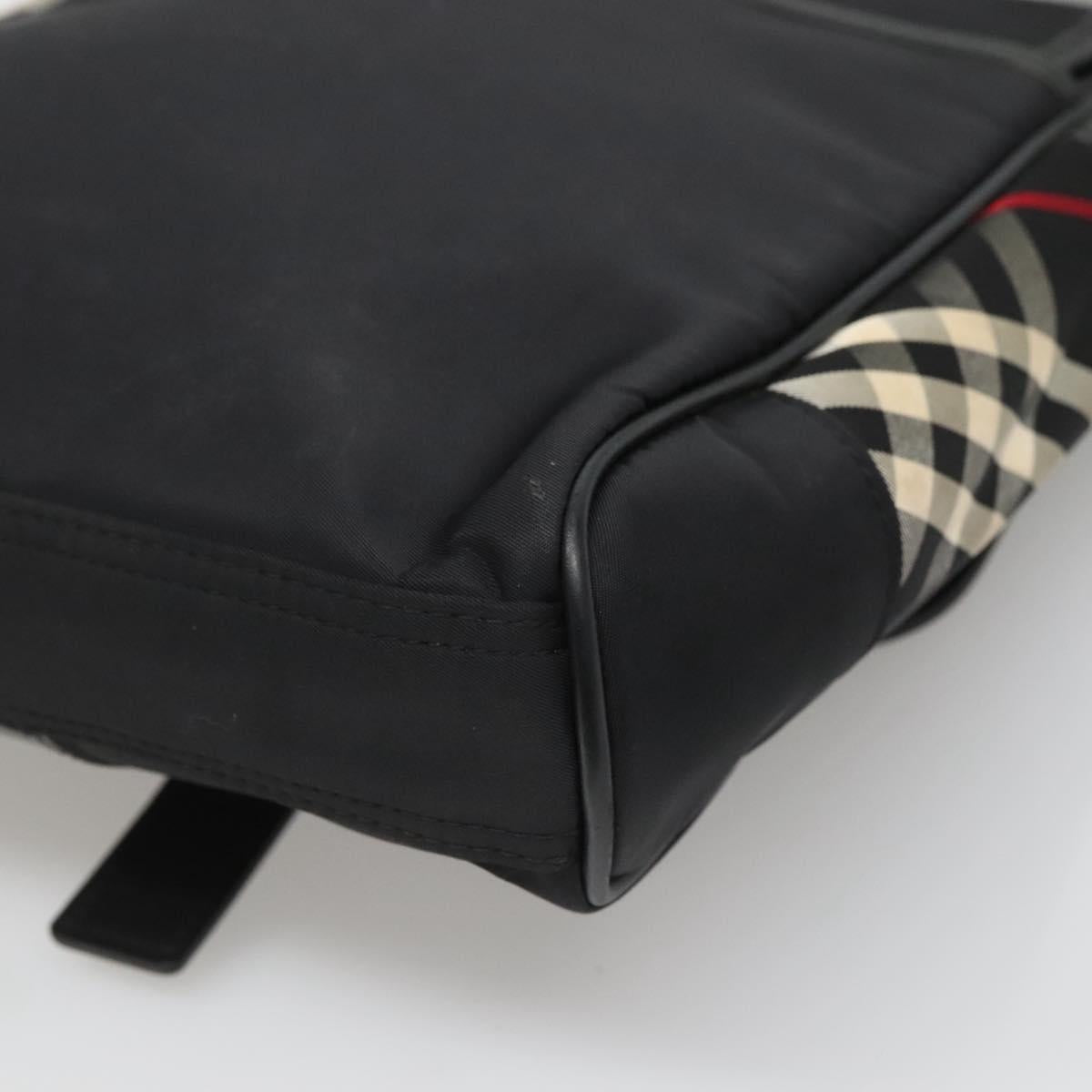 BURBERRY Shoulder Bag Nylon Black Silver Auth bs25785