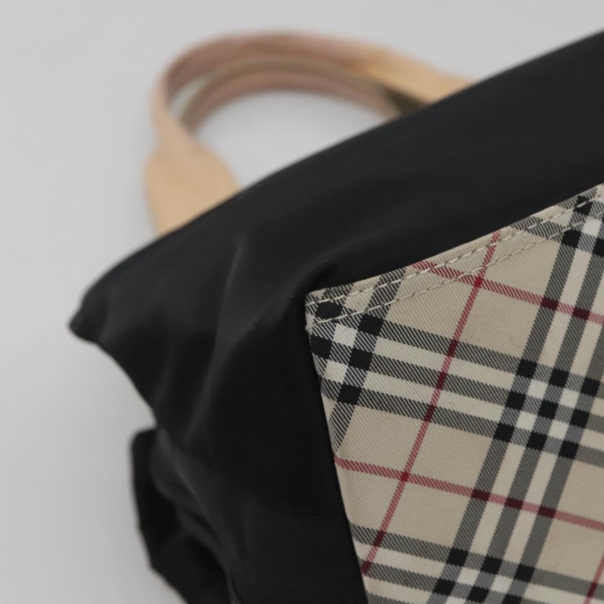 BURBERRY Hand Bag Nylon Black Silver Auth bs25789