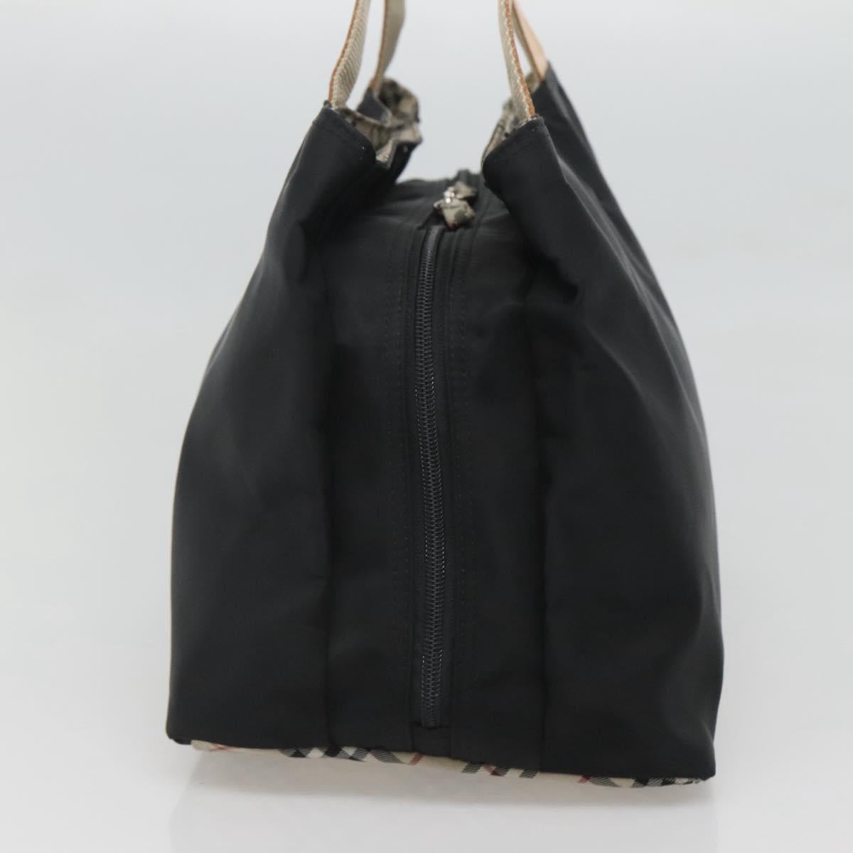 BURBERRY Hand Bag Nylon Black Silver Auth bs25789