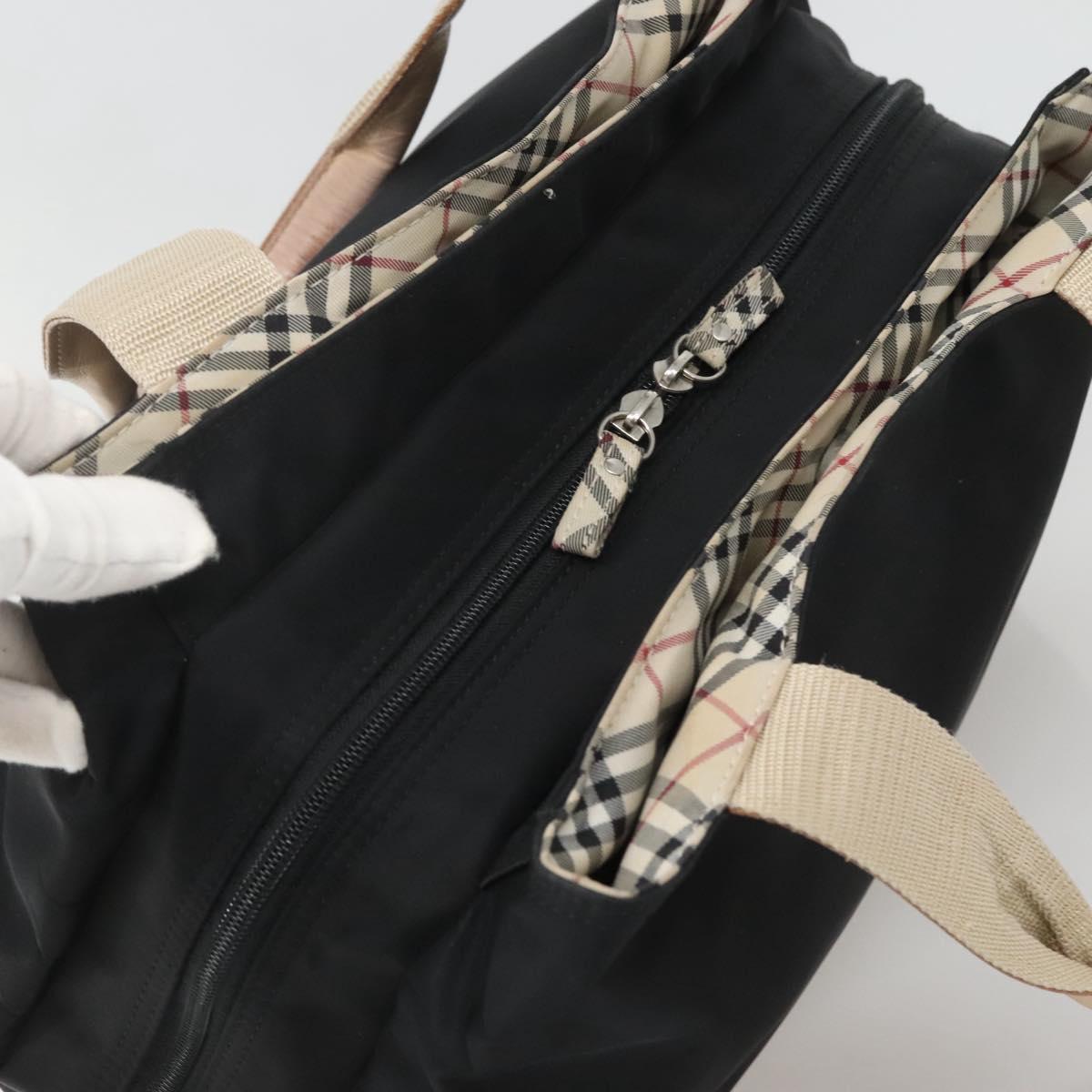 BURBERRY Hand Bag Nylon Black Silver Auth bs25789