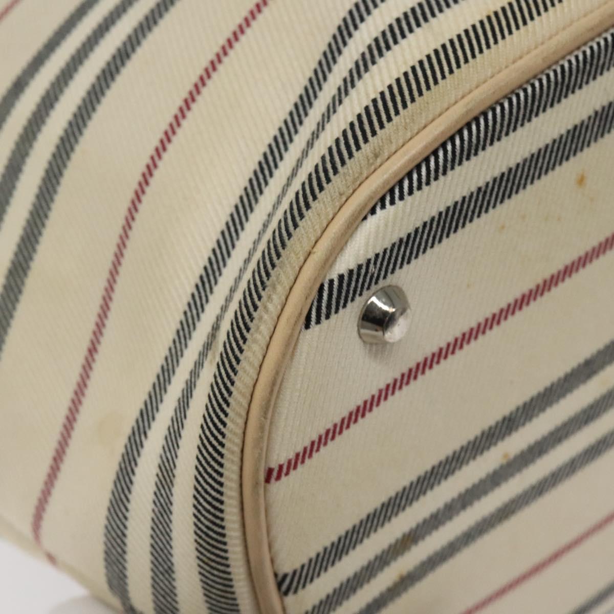 BURBERRY Hand Bag Canvas Beige Silver Auth bs25790