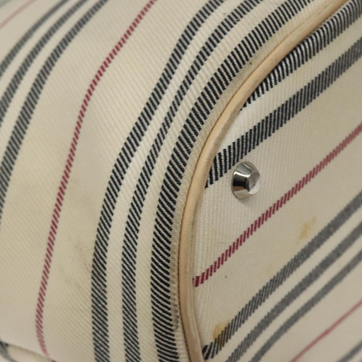 BURBERRY Hand Bag Canvas Beige Silver Auth bs25790