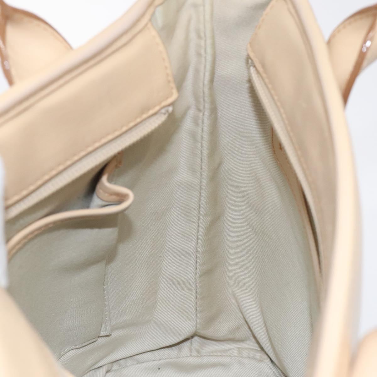 BURBERRY Hand Bag Canvas Beige Silver Auth bs25790