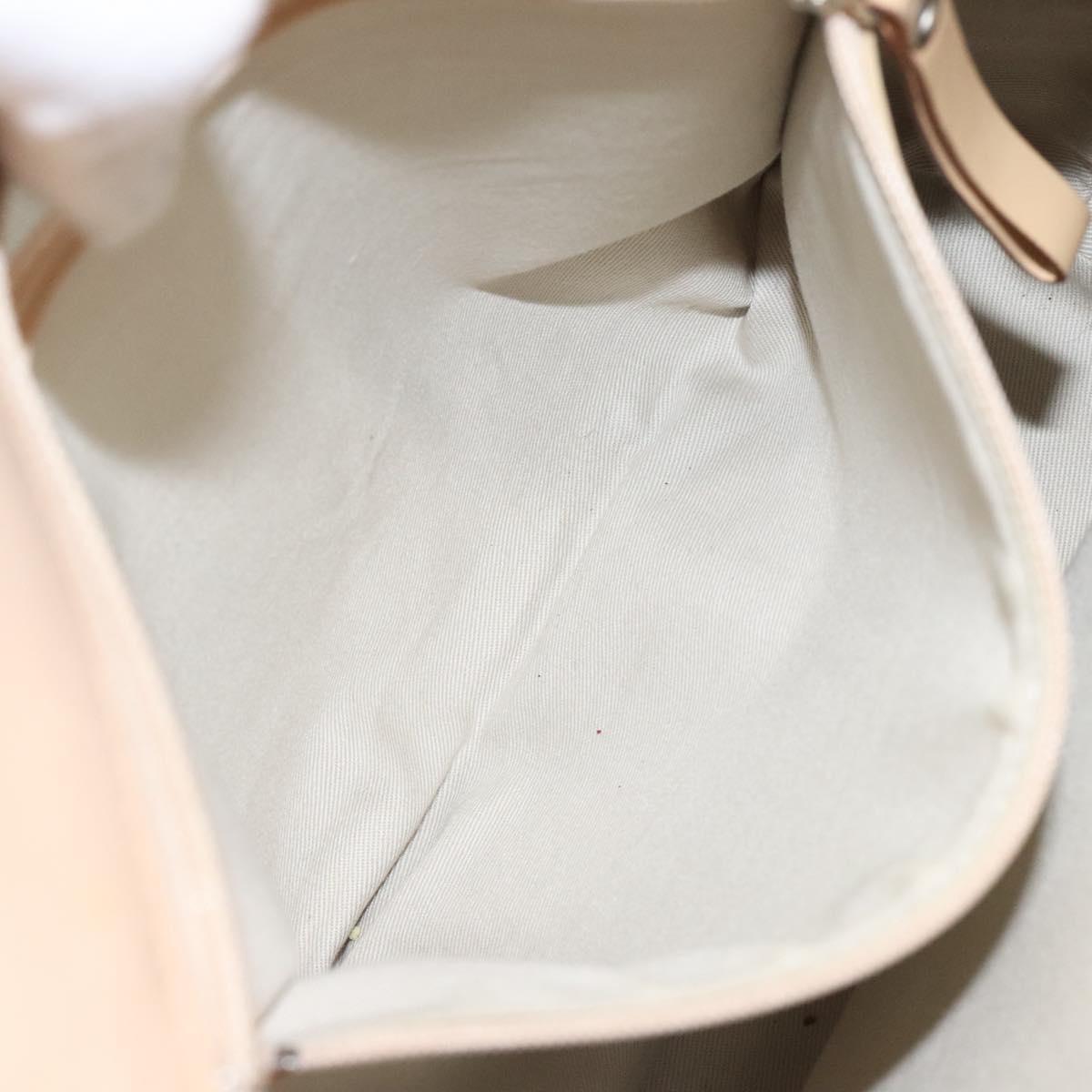 BURBERRY Hand Bag Canvas Beige Silver Auth bs25790