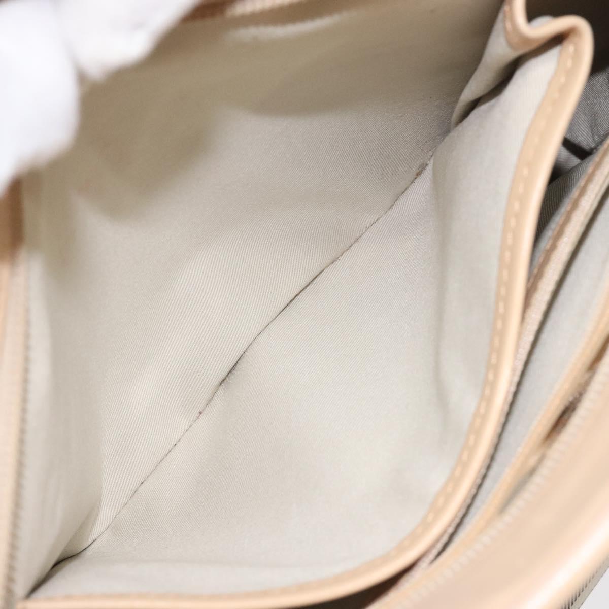 BURBERRY Hand Bag Canvas Beige Silver Auth bs25790