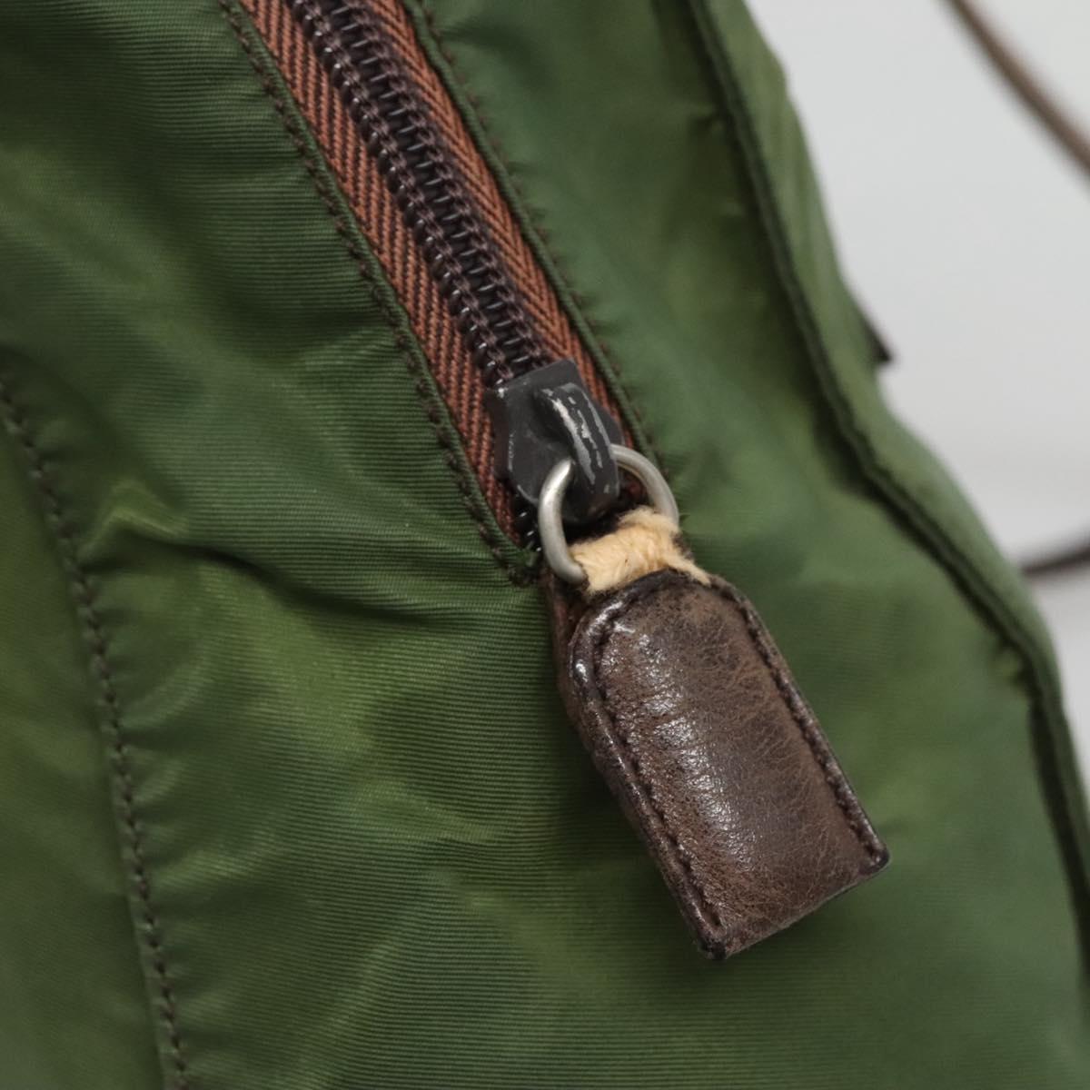 PRADA Shoulder Bag Nylon Green Silver Auth bs25797