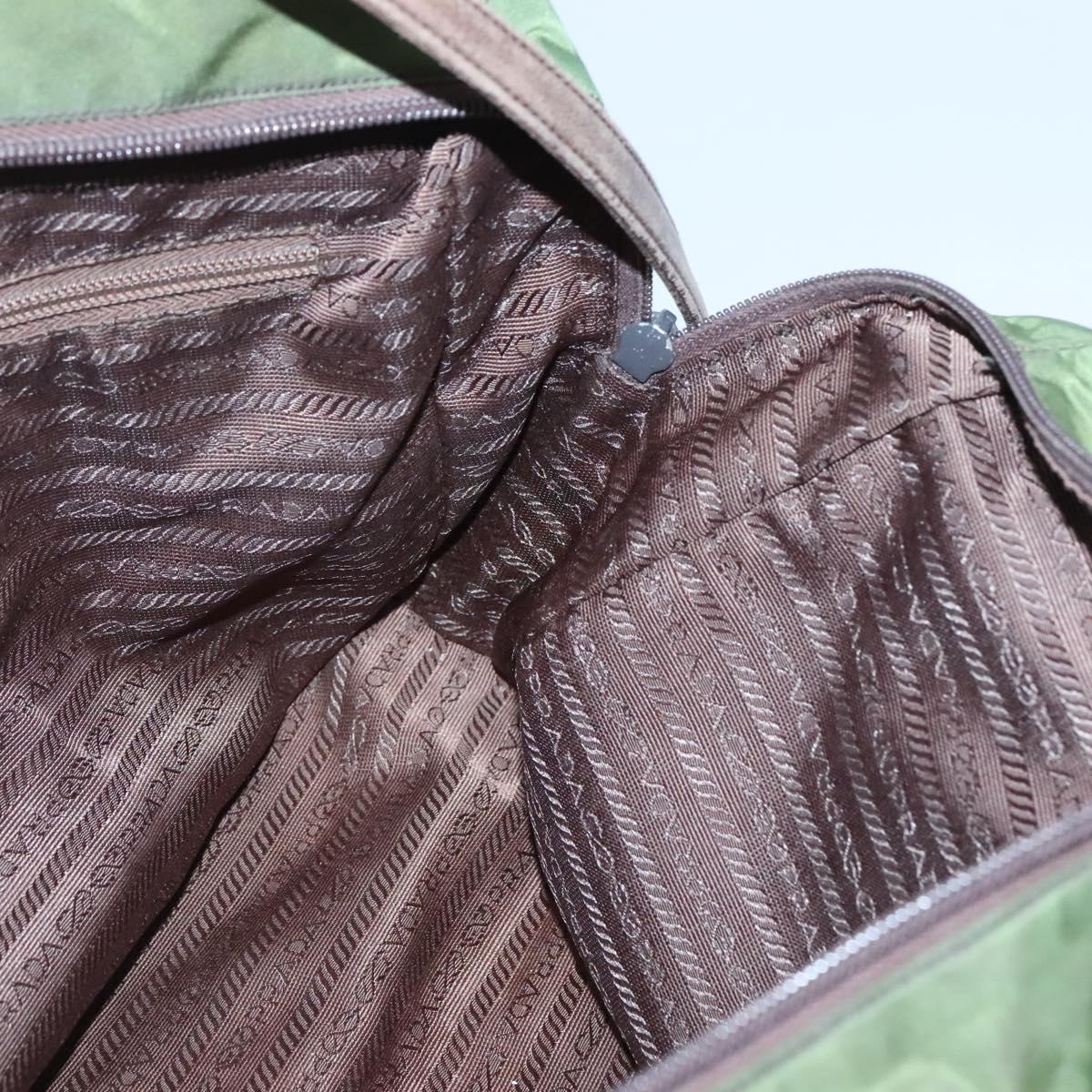 PRADA Shoulder Bag Nylon Green Silver Auth bs25797