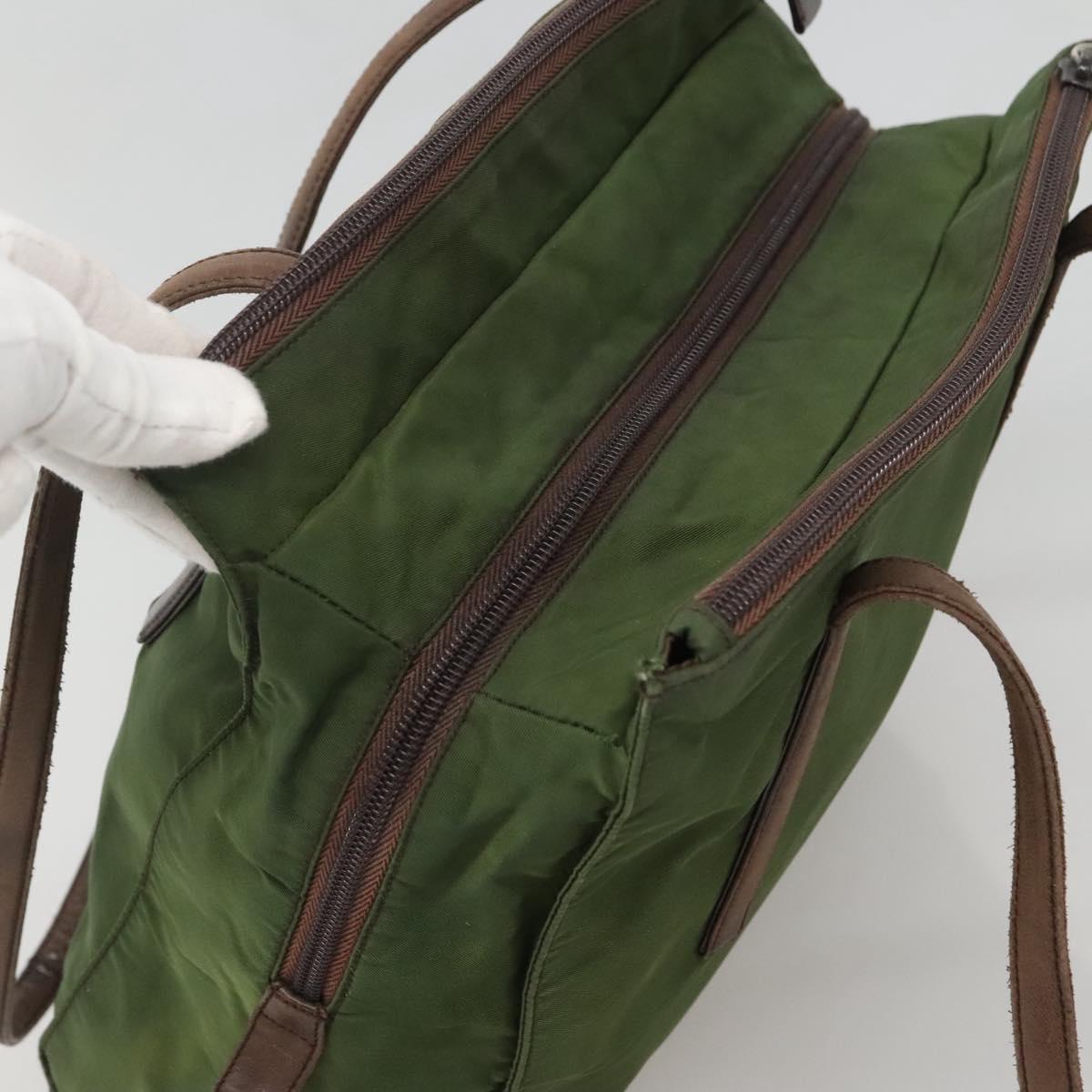 PRADA Shoulder Bag Nylon Green Silver Auth bs25797