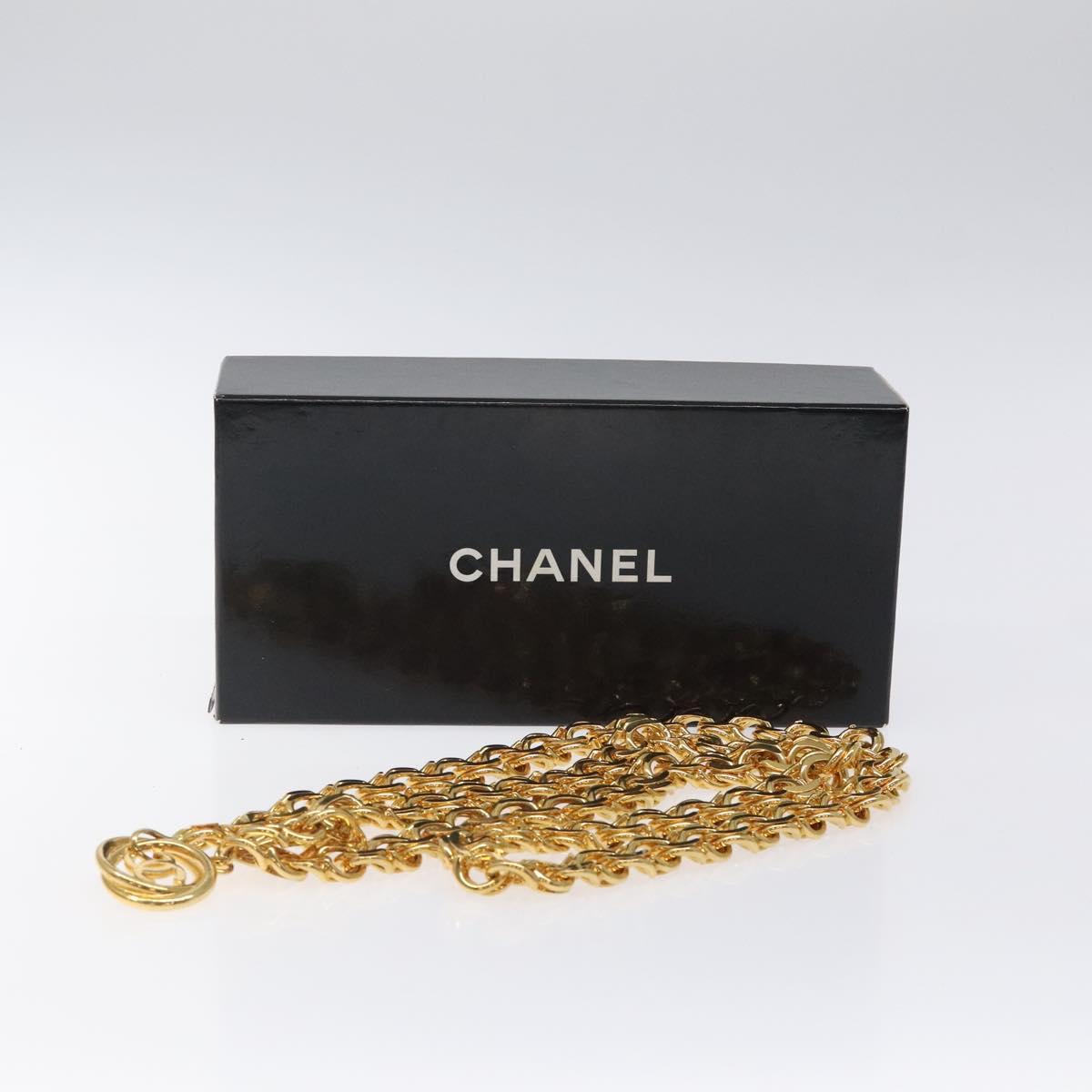 CHANEL Chain Belt Metal 37.4"" Gold CC Auth bs25805
