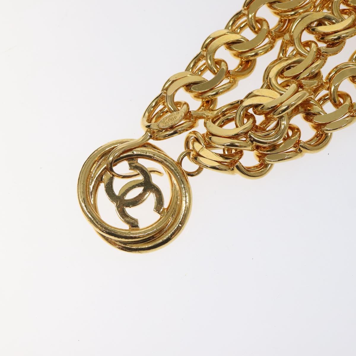 CHANEL Chain Belt Metal 37.4"" Gold CC Auth bs25805