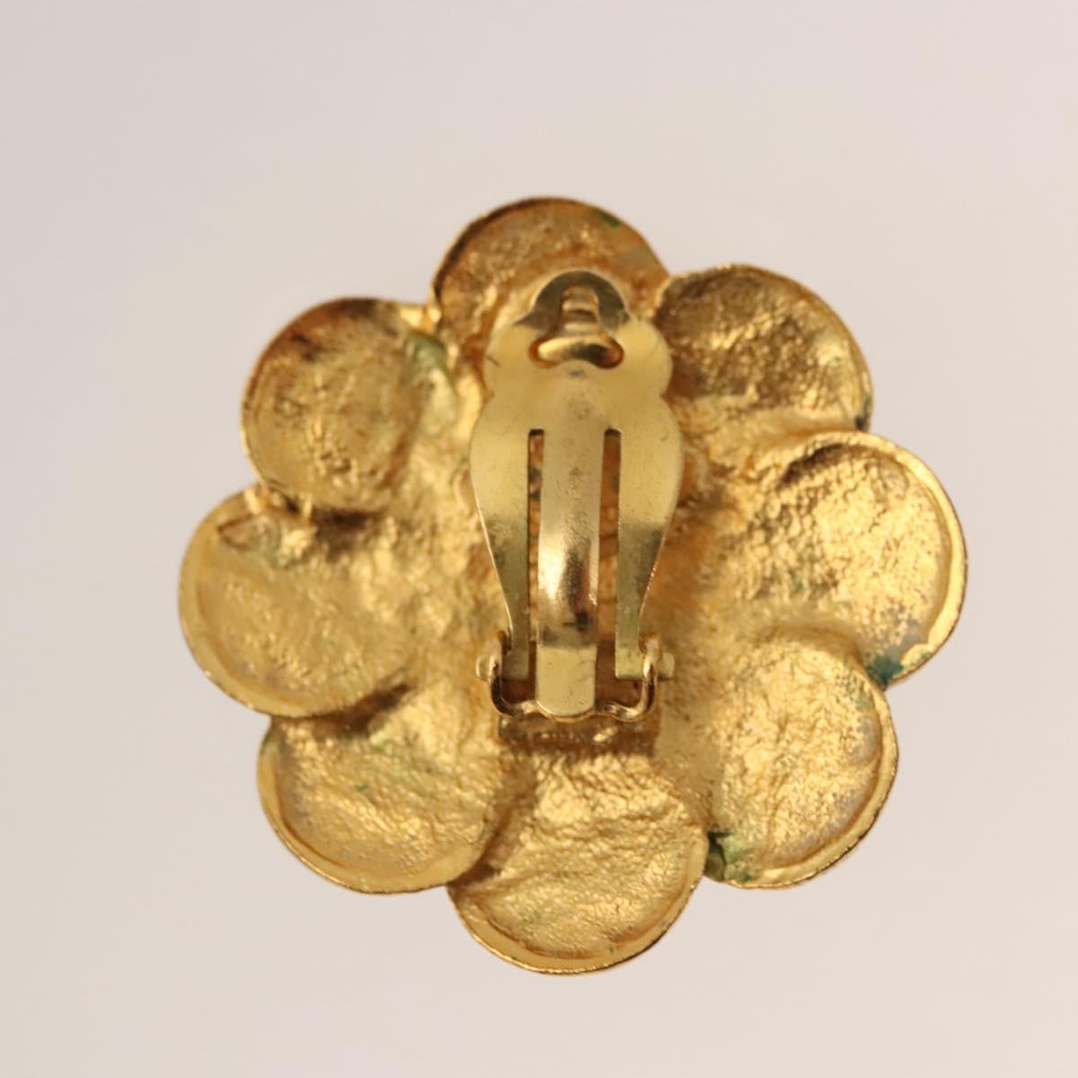 CHANEL Earring metal Gold CC Auth bs25806