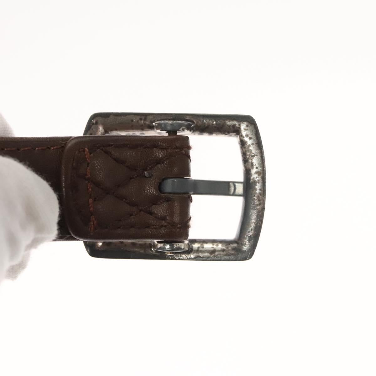 CHANEL Belt Leather 30.7"" Brown CC Auth bs25810