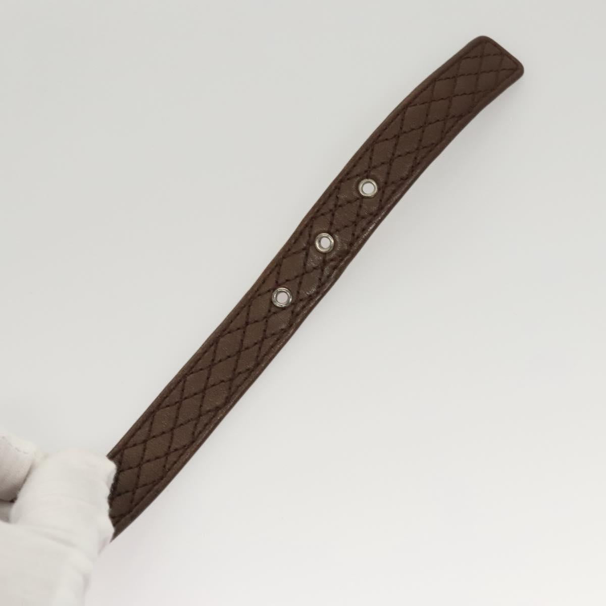 CHANEL Belt Leather 30.7"" Brown CC Auth bs25810