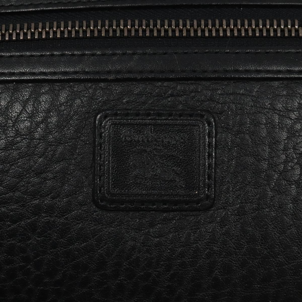 Burberrys Clutch Bag Leather Black Auth bs25815