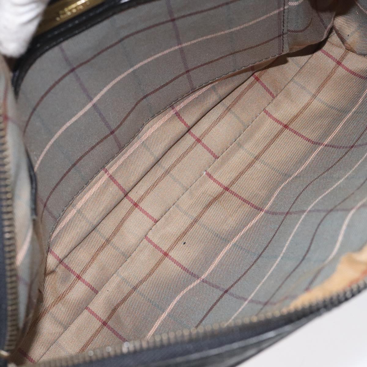 Burberrys Clutch Bag Leather Black Auth bs25815