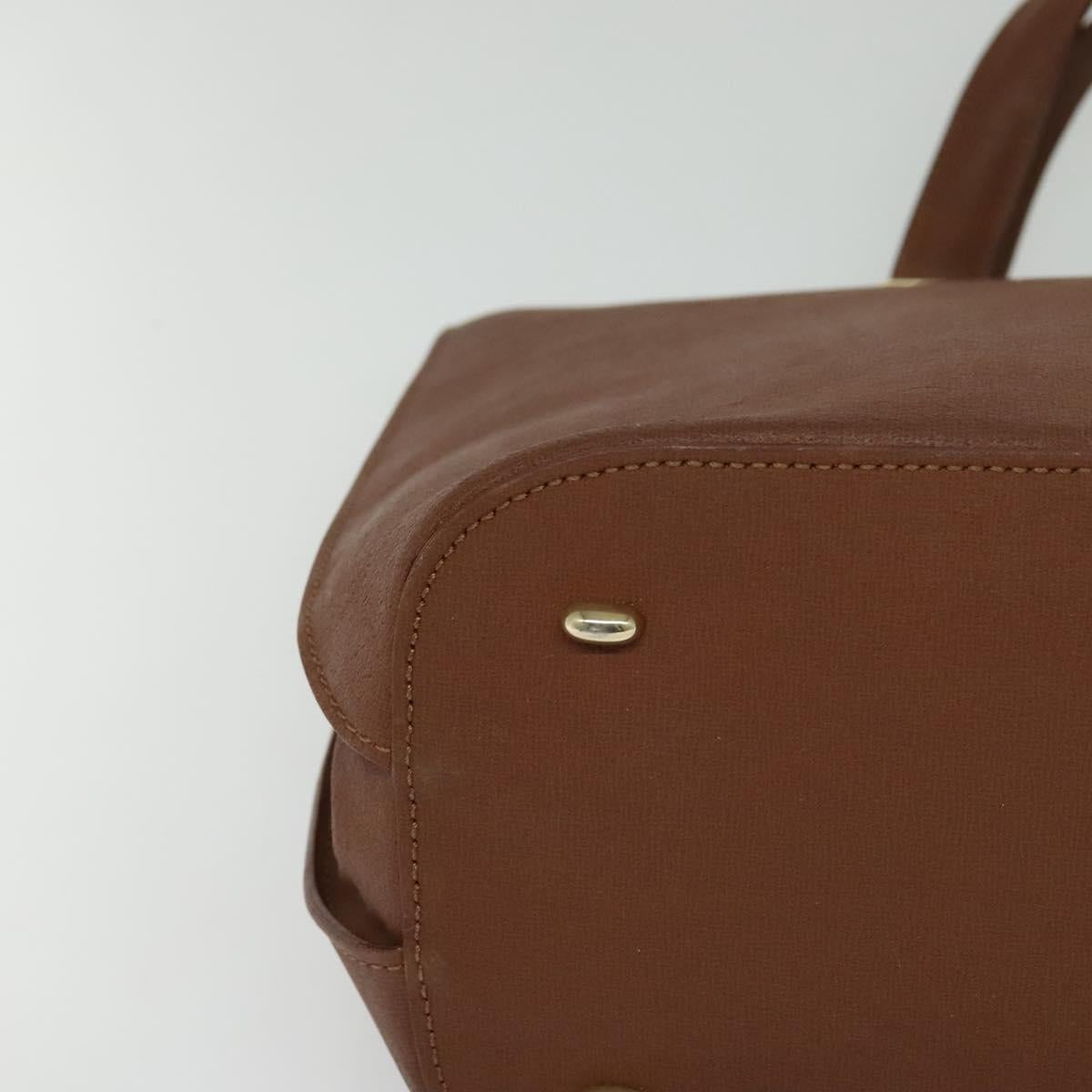 CELINE Hand Bag Leather Brown Gold Auth bs25822