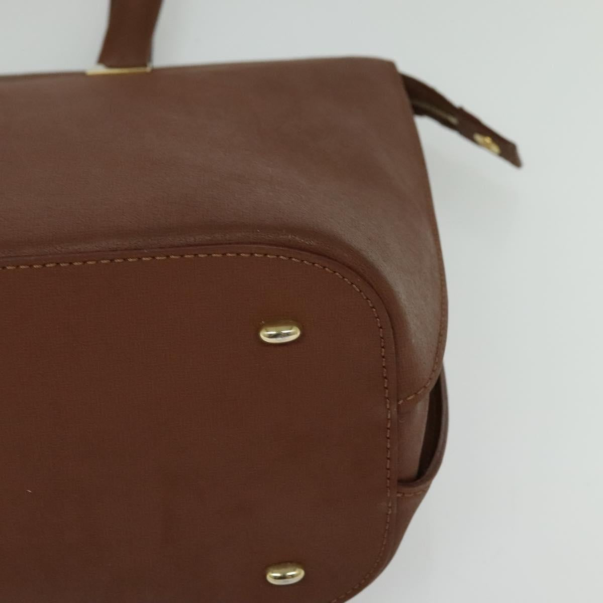 CELINE Hand Bag Leather Brown Gold Auth bs25822