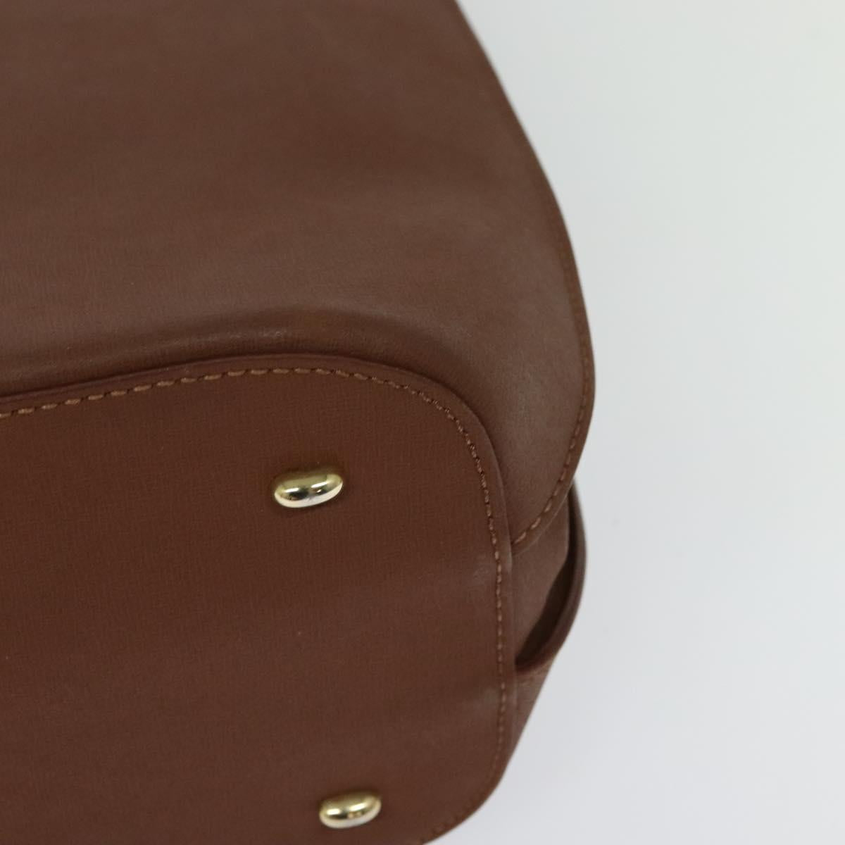 CELINE Hand Bag Leather Brown Gold Auth bs25822