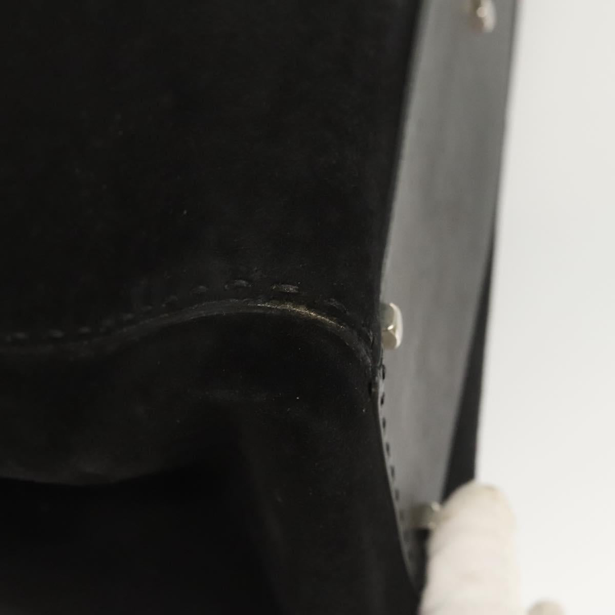 Salvatore Ferragamo Gancini Shoulder Bag Suede Black Silver Auth bs25826