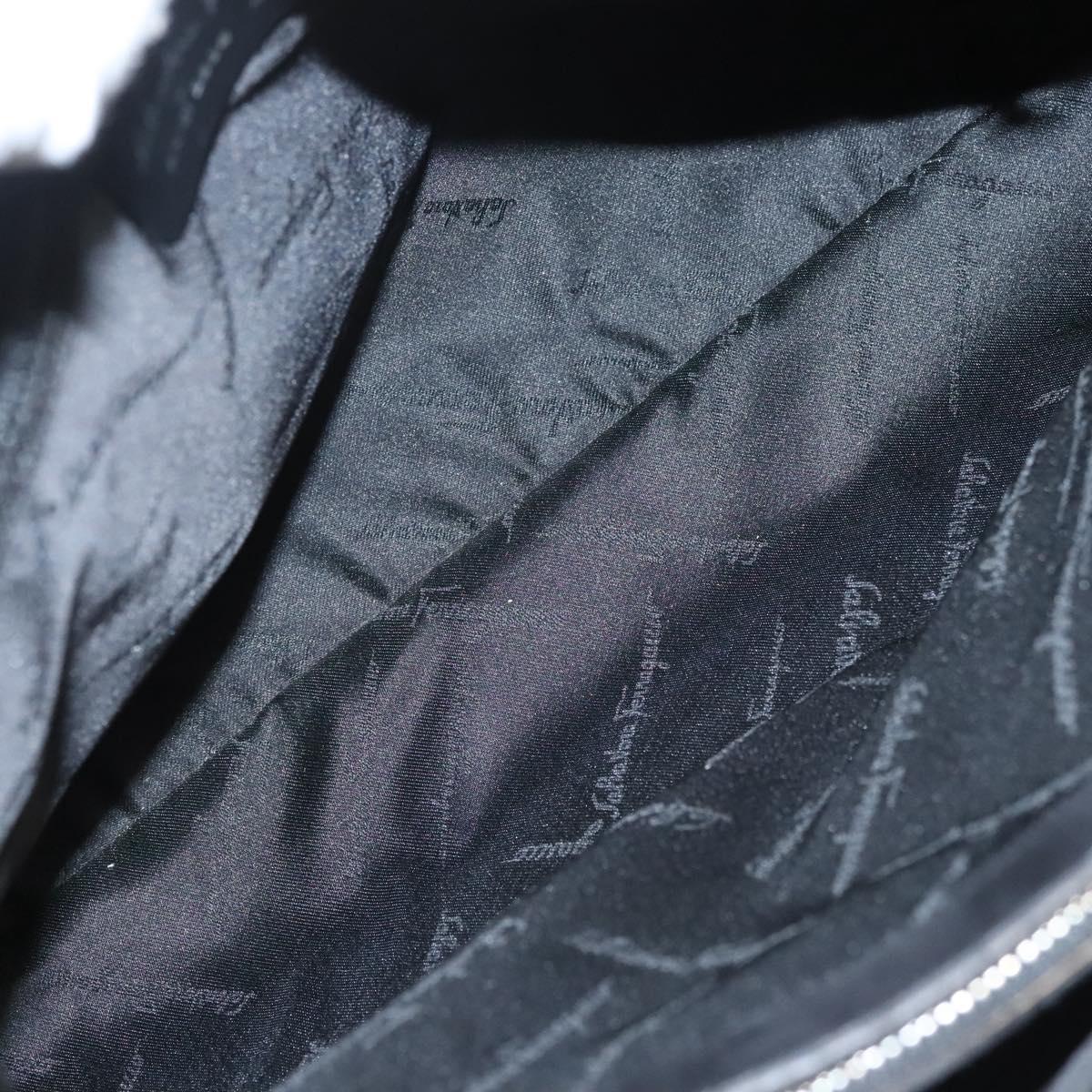 Salvatore Ferragamo Gancini Shoulder Bag Suede Black Silver Auth bs25826