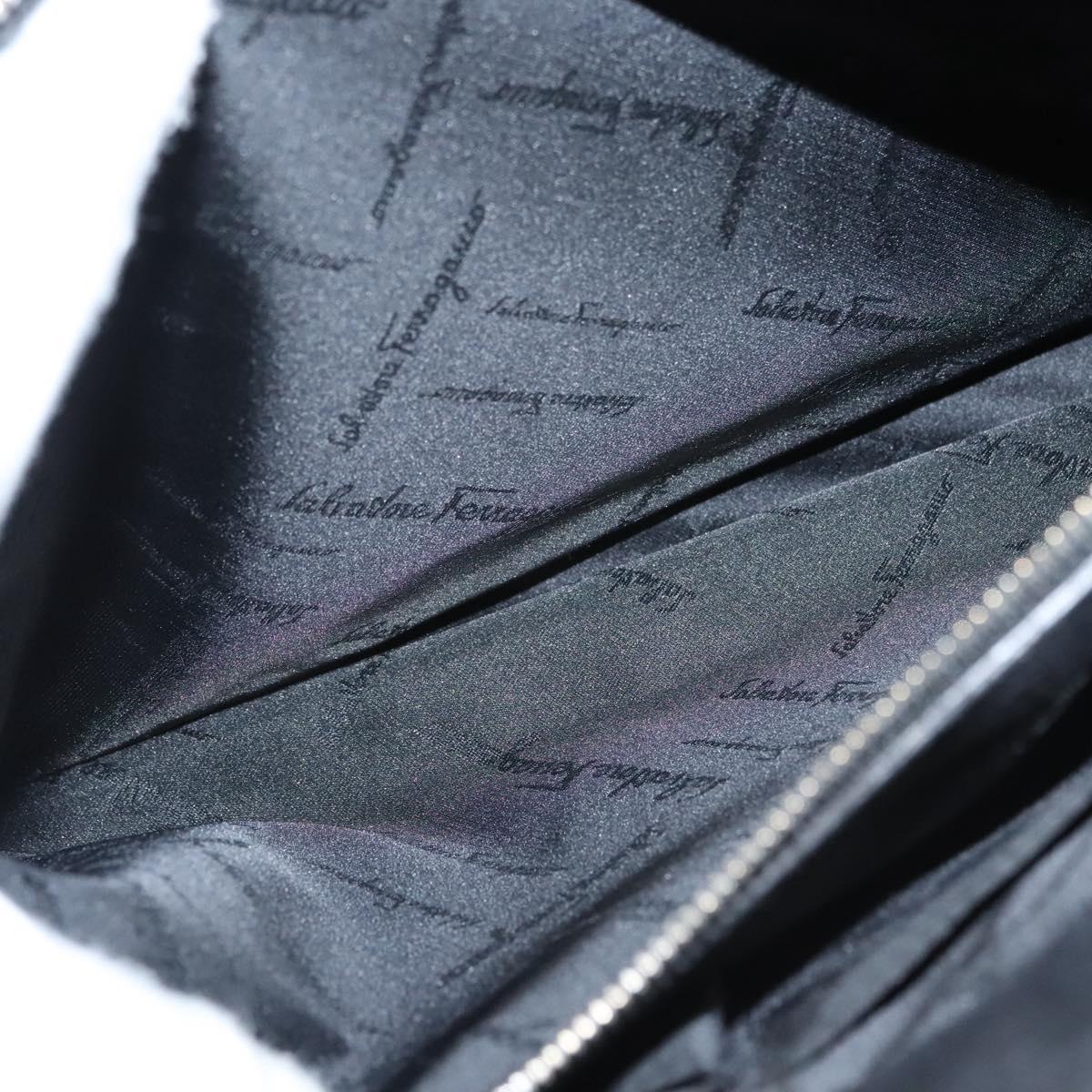 Salvatore Ferragamo Gancini Shoulder Bag Suede Black Silver Auth bs25826