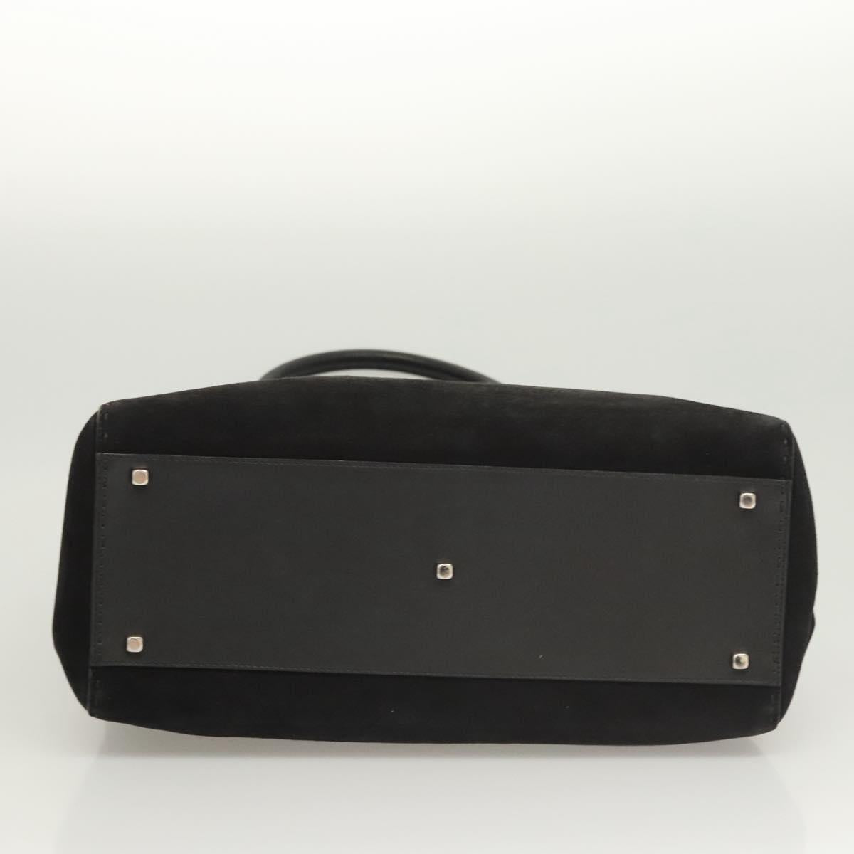 Salvatore Ferragamo Gancini Shoulder Bag Suede Black Silver Auth bs25826