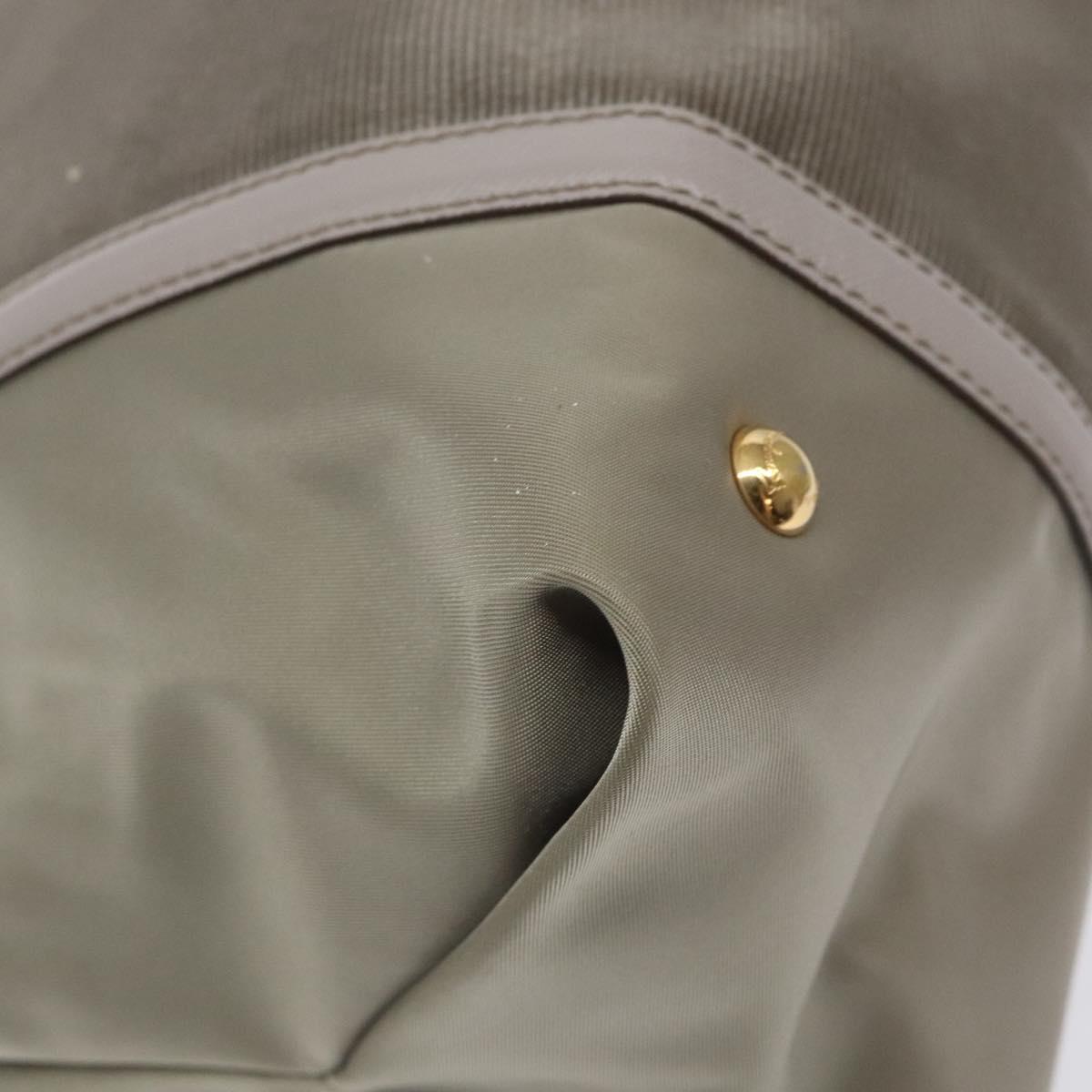 Salvatore Ferragamo Hand Bag Nylon Leather Gray Gold Auth bs25830