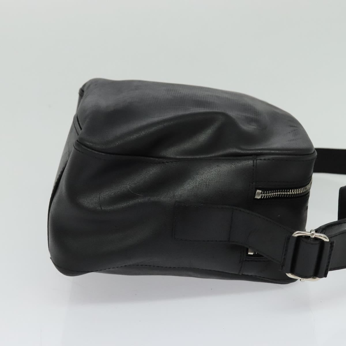 FENDI Shoulder Bag Leather Black Silver Auth bs25833