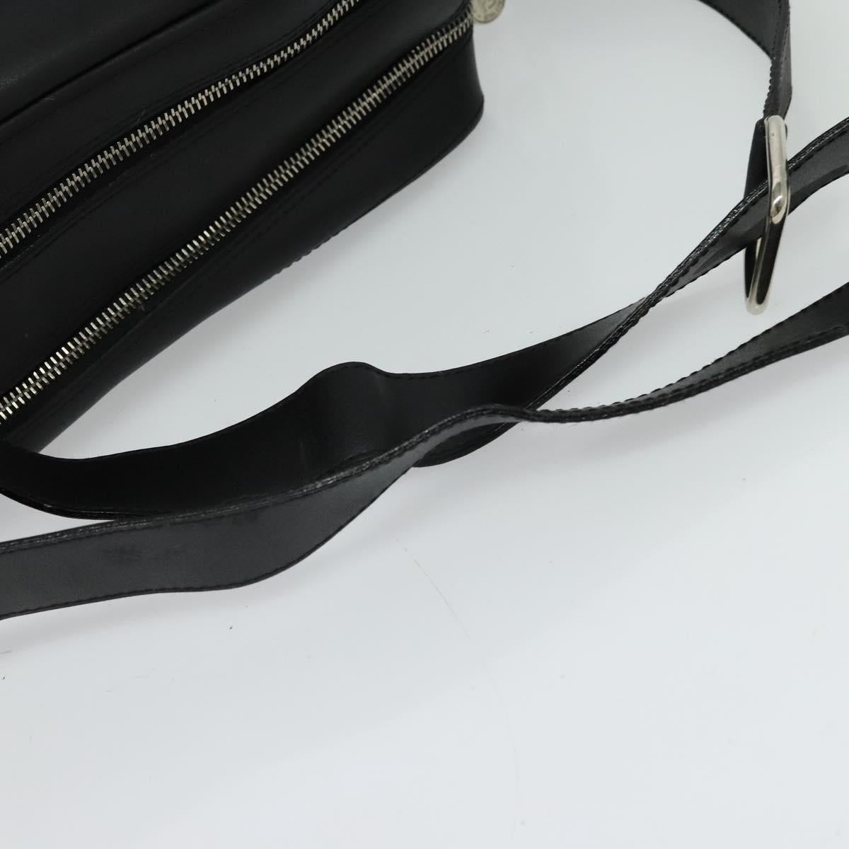 FENDI Shoulder Bag Leather Black Silver Auth bs25833