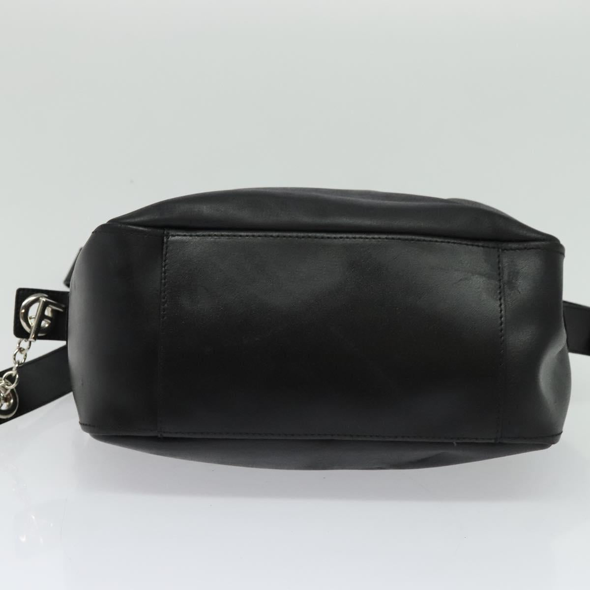 FENDI Shoulder Bag Leather Black Silver Auth bs25833