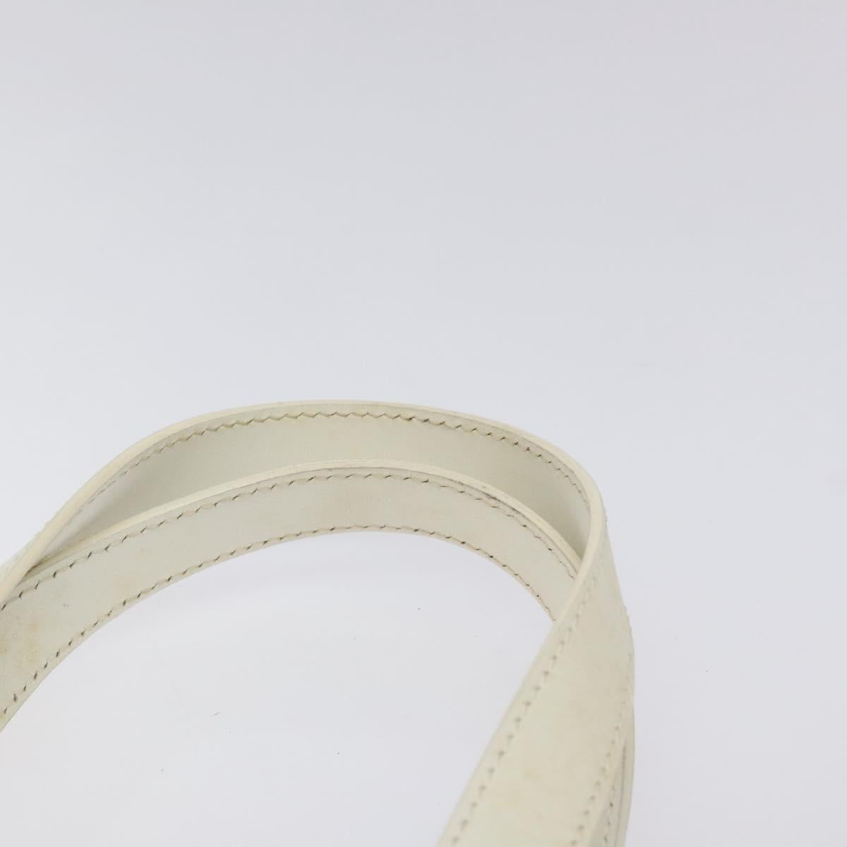 FENDI Hand Bag Canvas White Gold Auth bs25843