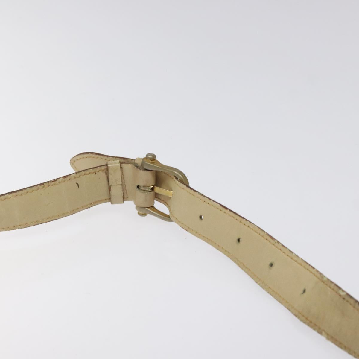 CELINE Shoulder Bag Leather White Gold Auth bs25844